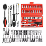 New 46 Piece 1/4" Socket Set with Ratchet Wrench For Car, Bike, Cycle Repairing, DIY Projects, Home & Automobile Vehicle Service (Pack of 1) - Image 2