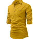 Univibe Full Sleeve Spread Collar Pure Cotton Casual, Wedding, Party, Festival Stylish Latest Short Length Slim fit Kurta Style Shirt for Men and Boys.