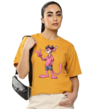 Women’s Round Neck Graphic Print T-Shirt – Short Sleeve Polyester Casual Top Color Musterd Size 2XL (WOMENS-1002 MUSTERD XXL)