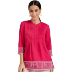 Amazon Brand - Myx Women Cotton Printed A-line Short Kurti (Available in Plus Sizes)