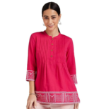 Amazon Brand - Myx Women Cotton Printed A-line Short Kurti (Available in Plus Sizes)