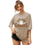 CHKOKKO Women Cotton Oversized Round Neck Printed Tshirt