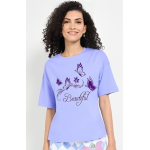 Women’s Round Neck Graphic Print T-Shirt – Short Sleeve Polyester Casual Top Color Lavender Size 2XL (WOMENS-1001 LEVENDER XXL) - Image 2