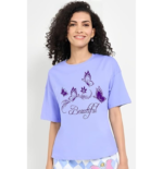 Women’s Round Neck Graphic Print T-Shirt – Short Sleeve Polyester Casual Top Color Lavender Size 2XL (WOMENS-1001 LEVENDER XXL) - Image 2