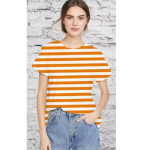 Topify Oversize Spandex Funkky Printed T-Shirt for Women Casual Wear with Orange line Print Color Orange - Image 2