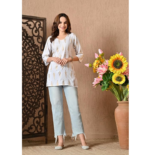 Short Kurti for Women for Jeans, Rayon Cotton Kurtis for Ladies, Gold Printed U Neck Women's Tunic Design Kurta, Top Floral Kurtas for Woman - Image 2