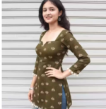 short kurti/sahira green kurti/#under 299 kurti/tranding meesho /kurti under199/womens were/meesho tranding kurti,top were,printed top ,printed short kurti green top, green kurti,party were ,office were - Image 2