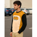 LEOTUDE Oversized Full Sleeve Cottonblend Graphic Printed Round Neck Drop Shoulder Tshirt for Man (Color Mustard) - Image 2