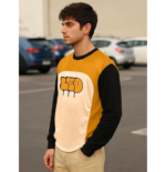LEOTUDE Oversized Full Sleeve Cottonblend Graphic Printed Round Neck Drop Shoulder Tshirt for Man (Color Mustard) - Image 2