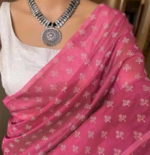 Chanderi Chanderi Cotton Pink Jacquard Saree With blouse
