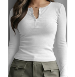 Dream Beauty Fashion Women's Long Sleeve Slim Fit Top/T-Shirt Henley Neck Casual (BZF-Top-Saiyaara-1) - Image 3
