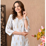 Short Kurti for Women for Jeans, Rayon Cotton Kurtis for Ladies, Gold Printed U Neck Women's Tunic Design Kurta, Top Floral Kurtas for Woman - Image 3
