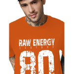 LEOTUDE Men Half Sleeve Round Neck Graphic Font Printed Cottonblend Oversized Tshirts (Colour: Orange) - Image 3