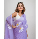 Floral Print Handloom Pure Cotton Saree - Image 3