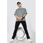SHODOX® Men Oversized T Shirt Solid Dotted Design | Round Neck Loose Fit Drop Shoulder Casual T-Shirt for Men - Image 3