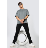 SHODOX® Men Oversized T Shirt Solid Dotted Design | Round Neck Loose Fit Drop Shoulder Casual T-Shirt for Men - Image 3