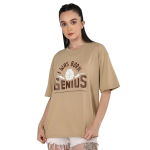 CHKOKKO Women Cotton Oversized Round Neck Printed Tshirt - Image 3