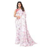 Yashika Women's Trendy Printed Georgette Red Color Saree with Blouse Material