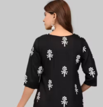 Casual Rayon Blend V-neck 3/4th Sleeves Thigh Length Printed Black Tunic (28"Inches) - Image 2