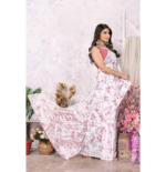 Yashika Women's Trendy Printed Georgette Red Color Saree with Blouse Material - Image 2