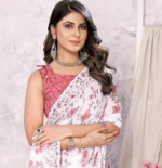 Yashika Women's Trendy Printed Georgette Red Color Saree with Blouse Material - Image 3