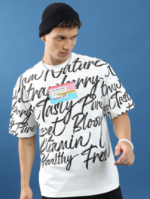 Typography Printed Drop Shoulder Oversized T-shirt