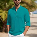 Men Mandarin Collar Straight Short Kurta