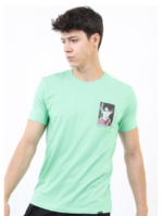 Men Green Printed Raw Edge Slim Fit T-shirt - Image 3