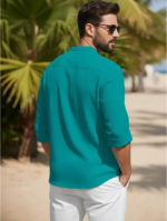 Men Mandarin Collar Straight Short Kurta - Image 3