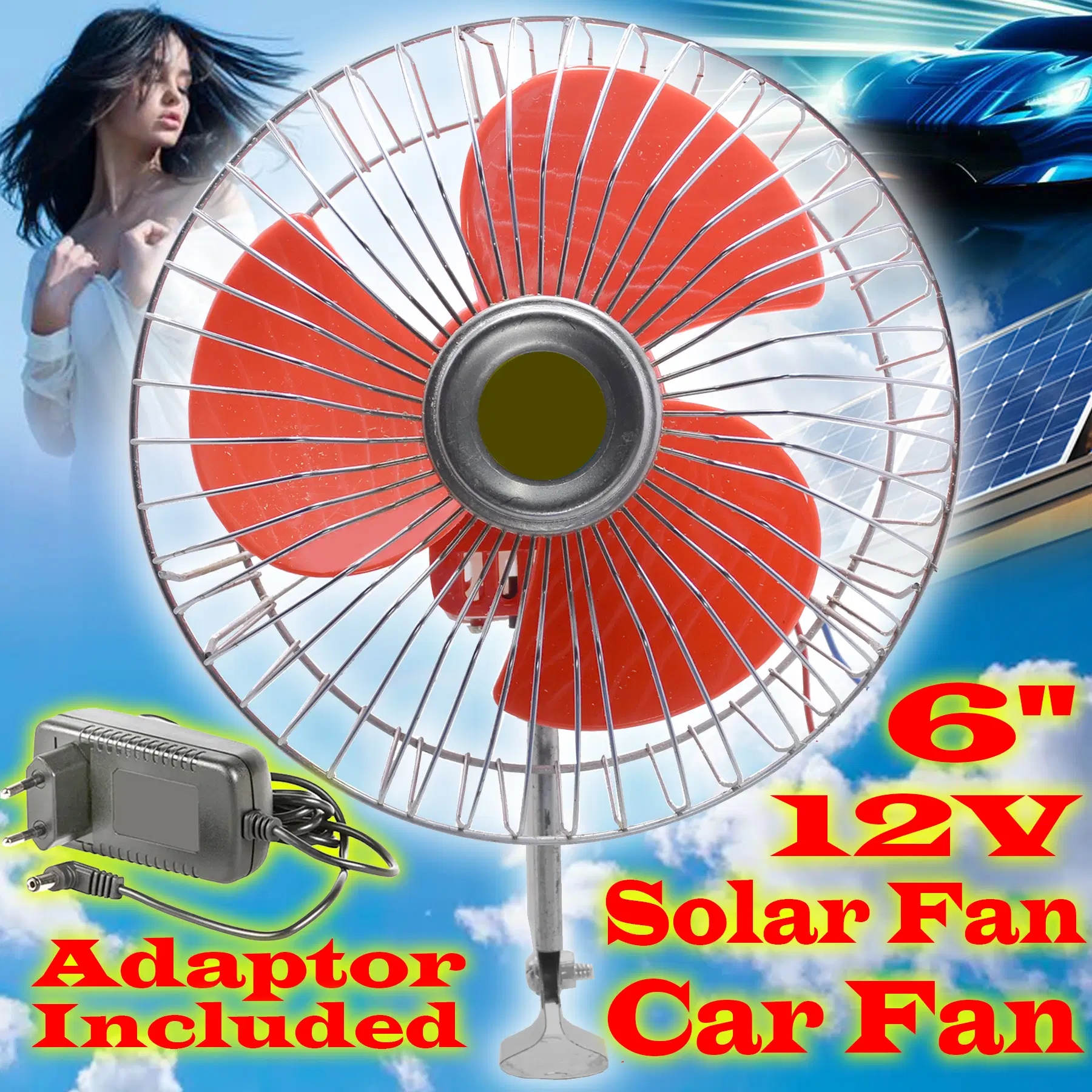 6-Inch-Corded-12V-Solar-SDL400922591-1-760fc 6 Inch Corded 12V Solar/Car/Table fan with Adapter - Image 1