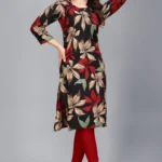 AK FASHION MALL Pack of 1 Crepe Printed Straight Women's Kurti - ( Multicolor )