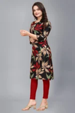 AK FASHION MALL Pack of 1 Crepe Printed Straight Women's Kurti - ( Multicolor ) - Image 2