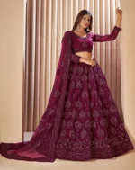 Aika Purple Net Chaniya Choli Semi Stitched Lehenga Single - Image 4