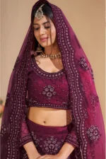 Aika Purple Net Chaniya Choli Semi Stitched Lehenga Single