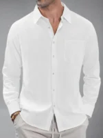 BHUVIKOO Cotton Blend Slim Fit Solids Full Sleeves Men's Casual Shirt - White ( Pack of 1 )