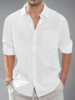 BHUVIKOO Cotton Blend Slim Fit Solids Full Sleeves Men's Casual Shirt - White ( Pack of 1 ) - Image 3