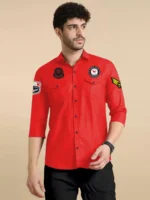 Buckberry Cotton Blend Regular Fit Solids Full Sleeves Men's Casual Shirt - Red ( Pack of 1 ) - Image 4