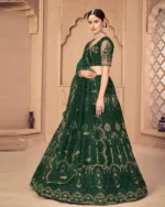 CELEBRITY ZONE Women's Net Semi Stitched Fish Cut Lehenga Choli