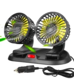 Car Interior Fan with 2 Speed Modes 360° Rotatable Dual Head fan.