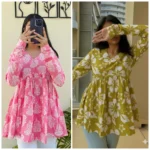 Dunkaston Women's Cotton Peplum Top ( Multicolor )