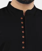 Ethnic Trendz Black Cotton Blend Men's Shirt Style Kurta ( Pack of 1 ) - Image 2