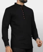 Ethnic Trendz Black Cotton Blend Men's Shirt Style Kurta ( Pack of 1 ) - Image 3