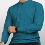 Ethnic Trendz Blue Cotton Blend Men's Shirt Style Kurta ( Pack of 1 )