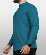 Ethnic Trendz Blue Cotton Blend Men's Shirt Style Kurta ( Pack of 1 ) - Image 3