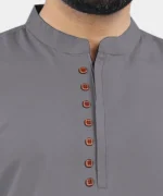 Ethnic Trendz Grey Cotton Blend Men's Shirt Style Kurta ( Pack of 1 ) - Image 2