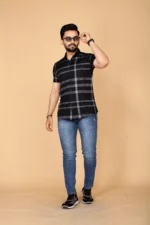 FABRIPPLE Cotton Blend Regular Fit Checks Half Sleeves Men's Casual Shirt - Black ( Pack of 1 ) - Image 2