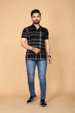 FABRIPPLE Cotton Blend Regular Fit Checks Half Sleeves Men's Casual Shirt - Black ( Pack of 1 ) - Image 3