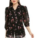 FASHJONS 360 Women's Georgette Tunic ( Black )