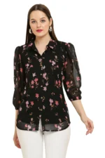 FASHJONS 360 Women's Georgette Tunic ( Black )