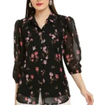FASHJONS 360 Women's Georgette Tunic ( Black )